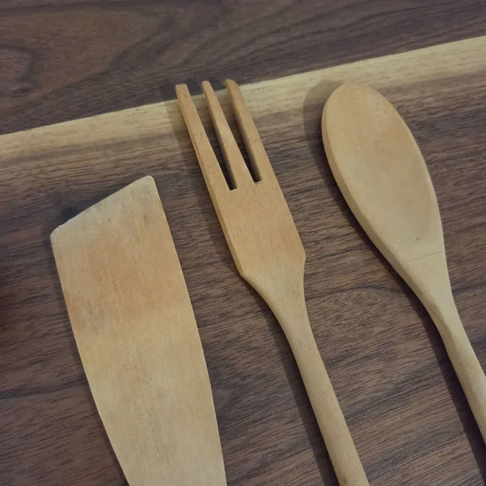Vintage Wooden Spoon Utensil Lot of 4 Primitive Rustic Kitchen Decor Old Cooking